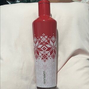 Corkcicle Red Snowflake Water Bottle